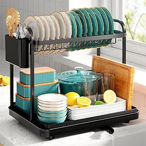 Dish Drying Rack - Stainless Steel Dish Rack for Kitchen Counter, 2-Tier Kitchen Organizers and Storage Rack