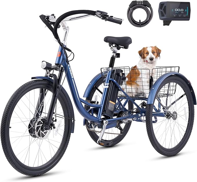 Viribus Electric Tricycle for Adults, Electric Trike 350W 7 Speed with 600wh Removable Battery