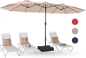 PHI VILLA 15ft Large Patio Umbrellas with Base Included, Outdoor Double-Sided Rectangle Market