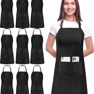 Utopia Kitchen 10 Pack Bib Apron Adjustable with 2 Pockets, Water and Oil Resistant
