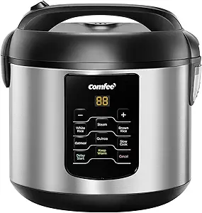 COMFEE' Compact Rice Cooker, 6-in-1 Stainless Steel Multi Cooker, Slow Cooker