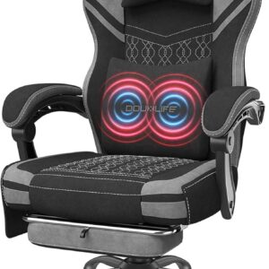 Gaming Chair, Fabric Computer Chair with Massage, Office Chair with Pocket