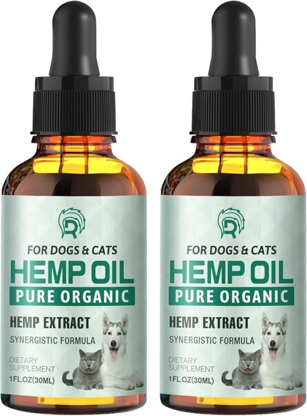2 Pack Hemp Oil for Dogs and Cats - Anxiety Stress Sleep Allergies Arthritis Seizures Pain Relief