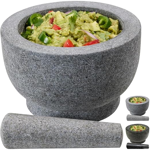GORILLA GRIP Heavy Duty 100% Granite Mortar and Pestle Set