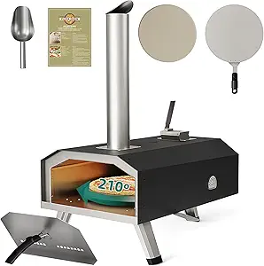 YTIAHOME Outdoor Wood Pellet Pizza Oven with Rotating