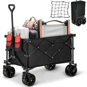 YITAHOME Collapsible Foldable Wagon, 183L Capacity Heavy Duty Utility Wagons Carts with Big Wheels and Brakes