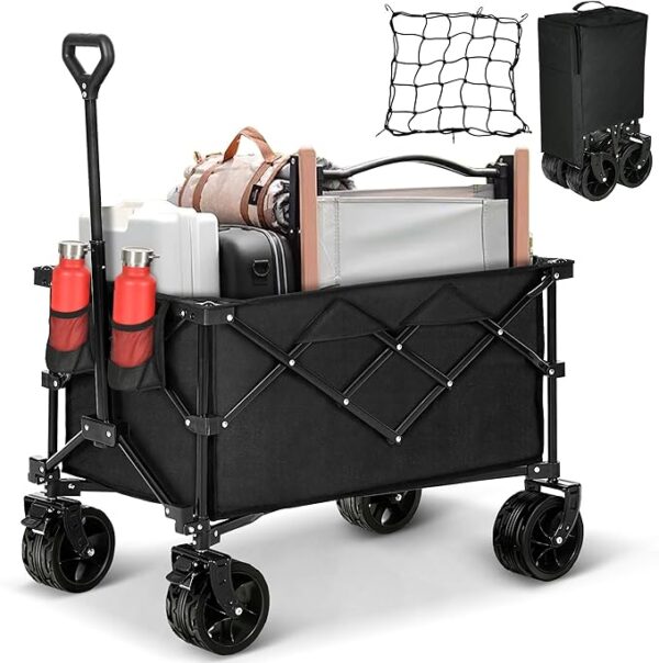 YITAHOME Collapsible Foldable Wagon, 183L Capacity Heavy Duty Utility Wagons Carts with Big Wheels and Brakes
