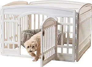 IRIS USA 24" Exercise 4-Panel Pet Playpen with Door, Dog Playpen, Puppy Playpen, for Puppies