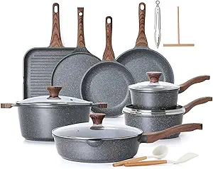 SENSARTE Nonstick Cookware Set 23-Piece, Non Stick Pots and Pans Set