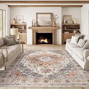 Washable Area Rug 8x10, Large Soft Rugs for Living Room Stain Resistant Non-Slip