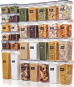 Vtopmart 32pcs Airtight Food Storage Containers Set, BPA Free Plastic Kitchen and Pantry Organization