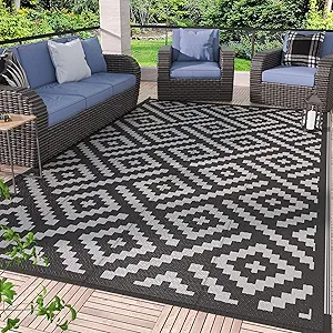 GENIMO Outdoor Rug for Patio Clearance,6'x9' Waterproof Mat,Reversible Plastic Camping Rugs