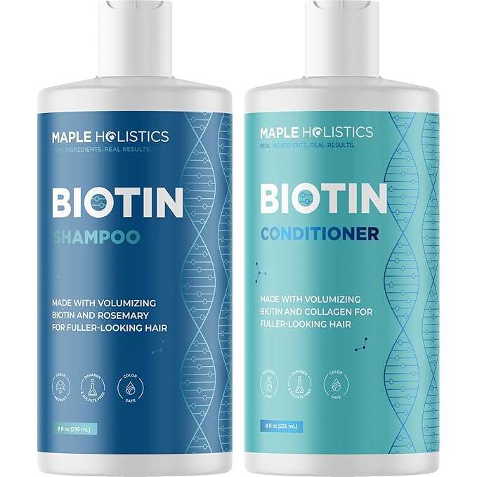 Volumizing Biotin Shampoo and Conditioner Set - Sulfate Free Shampoo and Conditioner for Dry Damaged Hair Care