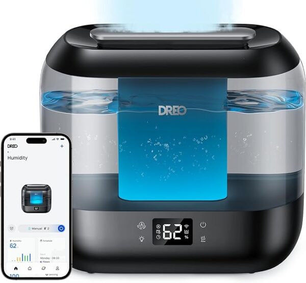 Dreo Smart Humidifiers for Bedroom, Top Fill 4L Supersized Cool Mist Humidifier