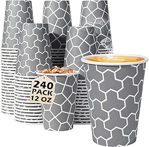 Coffee Cups 12 oz Paper Cups 240 Count, Disposable Coffee Cups