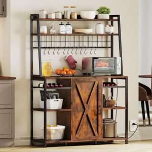 DWVO Bakers Rack Microwave Stand Cabinet with Large Storage Drawer