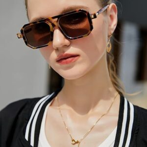 FEISEDY Vintage Square 70s Flat Aviator Sunglasses Women Men Classic Retro Stylish Frame