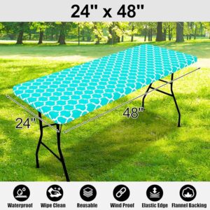 Smiry Rectangle Picnic Table Cover, Waterproof Elastic Fitted Camping Tablecloths for 4 Foot Tables