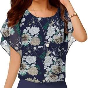 Neineiwu Women's Summer Loose Casual Short Sleeve Chiffon Top T-Shirt Blouse