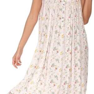 AVIIER Cotton Nightgowns for Women Sleeveless House Dress Ladies Long Nightdress with Pockets S-XXL