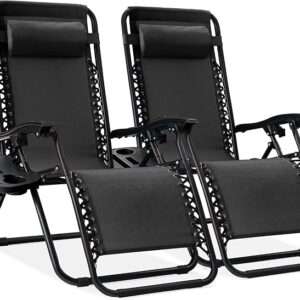 Best Choice Products Set of 2 Adjustable Steel Mesh Zero Gravity Lounge Chair Recliners