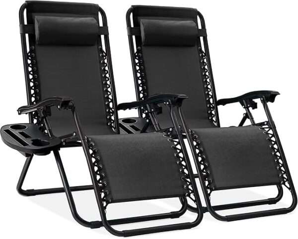 Best Choice Products Set of 2 Adjustable Steel Mesh Zero Gravity Lounge Chair Recliners